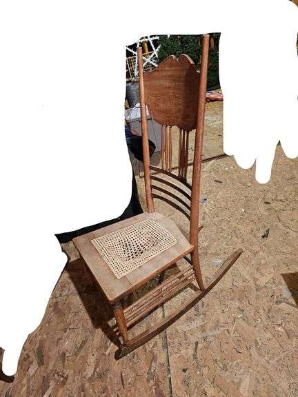 Primitive Rattan Bottom Rocking Chair