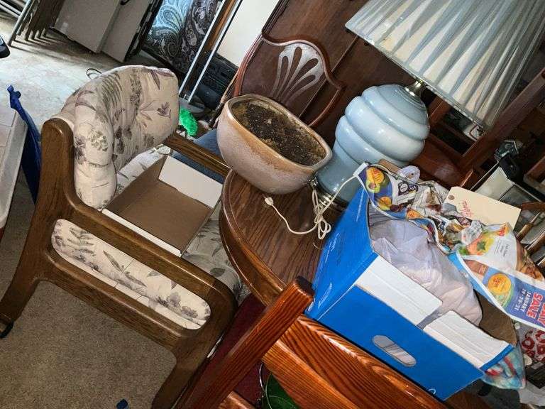 TABLE, CHAIRS, AND ALL CONTENTS ON TABLE