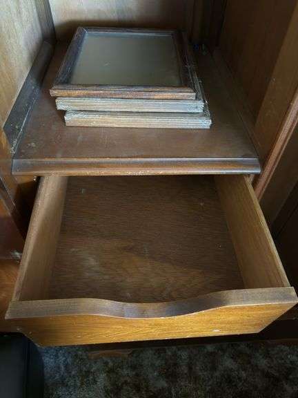 VINTAGE WOODEN ARMOIRE WITH DRAWERS INSIDE
