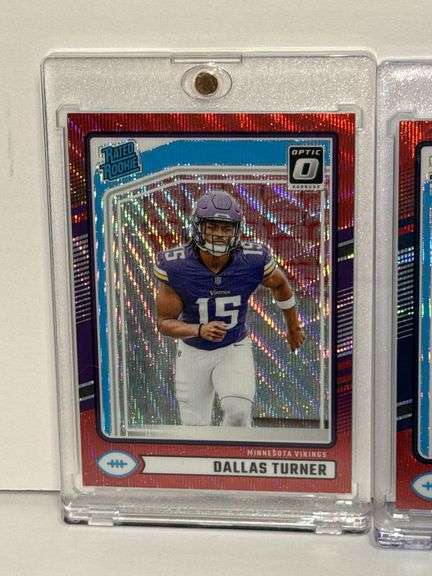 (4) 2024 Donruss Optic Rated Rookie Red Wave Short Print Parallel RC’s of Dallas Turner, Jaylen Wrig