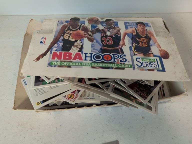 1992 Fleer Ultra baseball wax box with sealed cards and '92-'93 NBA Hoops wax box with trading cards