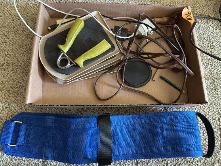 FURNITURE MOVERS, CORDS, BLUE VELCRO BELT & more