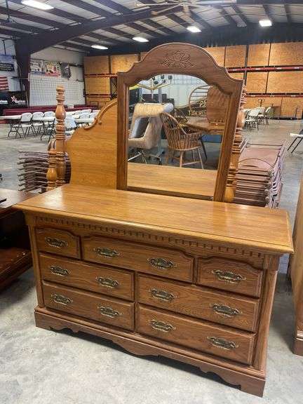 Wooden dresser with mirror