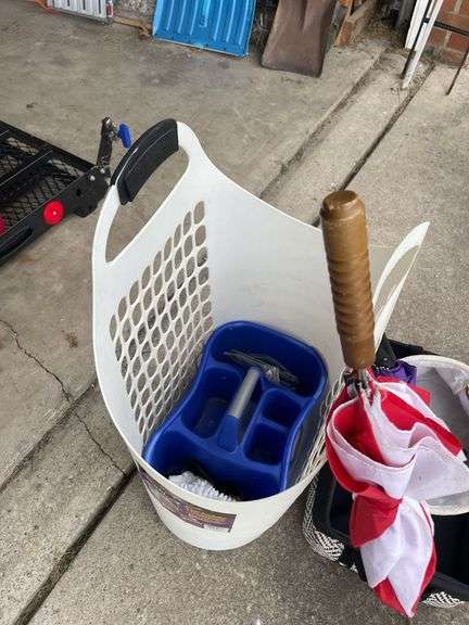 PLASTIC HAMPER, BASKET, UMBRELLAS