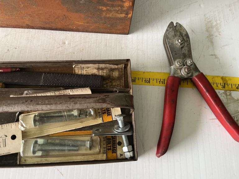 Toolbox with Snips, Rulers, Planers, Etc.