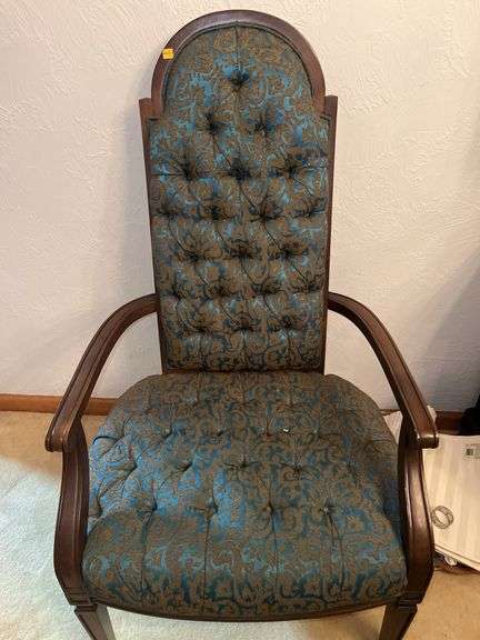 Wooden Upholstered Victorian Armchair