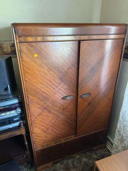 VINTAGE WOODEN ARMOIRE WITH DRAWERS INSIDE