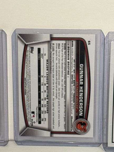 2024 Topps Bo Bichette Single Jumbo Relic Card, 2023 Bowman Gunnar Henderson RC, 2023 Topps Adley Ru