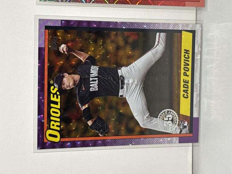2025 Topps Cade Povich 35th Anniversary Purple Refractor RC (#’d 33/50) and 2025 Topps Rece Hinds 35