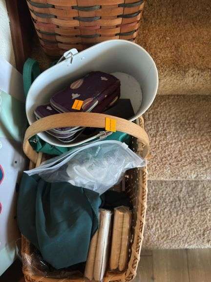 3 STAIRWAY BASKETS AND CONTENTS