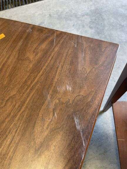 (2) brown matching wooden end tables