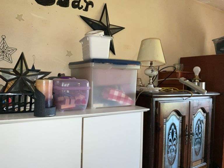 PAIR OF CABINETS LOADED WITH CRAFT GOODS