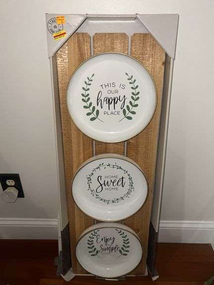 Wooden Hanging Sign with Plates