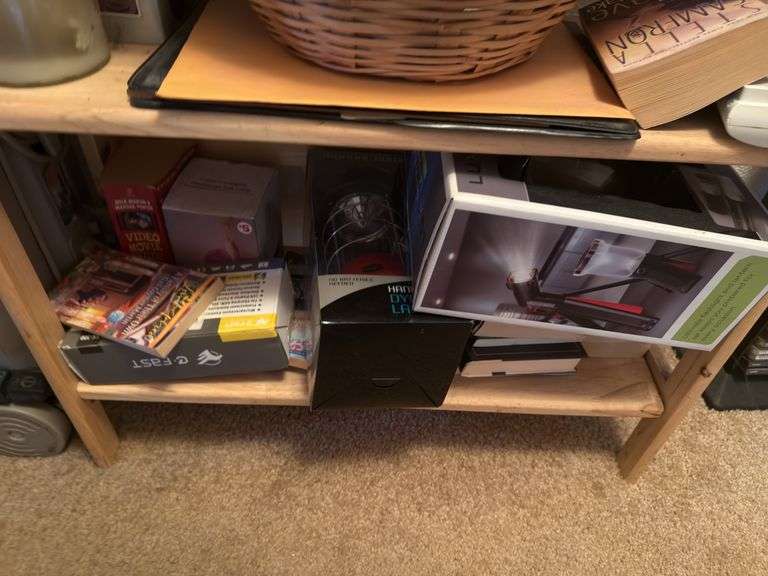 WOODEN DISPLAY SHELF, WALL SHELVES, DECOR, CD'S, AND MORE