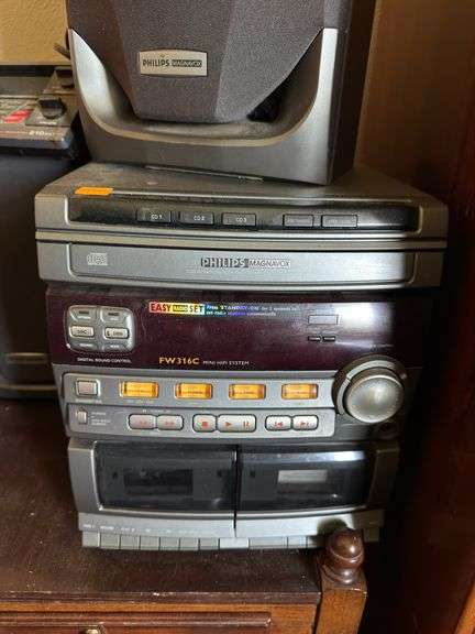 STAND WITH PHILIPS STEREO AND SPEAKERS