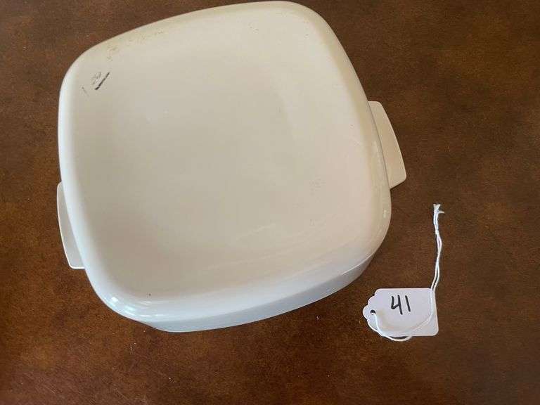 Corning Ware White 1 1/2 Qt. Casserole Dish with Pyrex Fireside Tint Lid