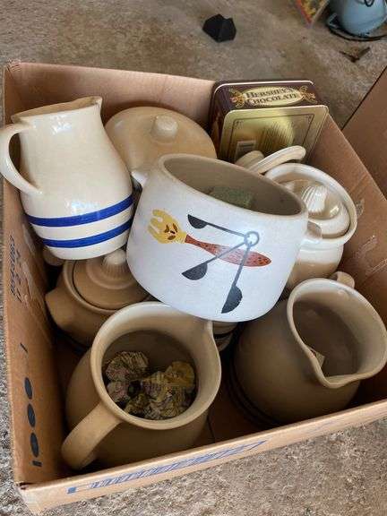VARIETY OF STONEWARE PITCHERS AND CANISTERS