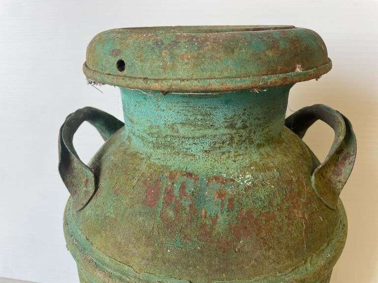 Green milk can - 24" tall