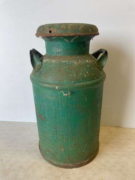 Green milk can - 24" tall