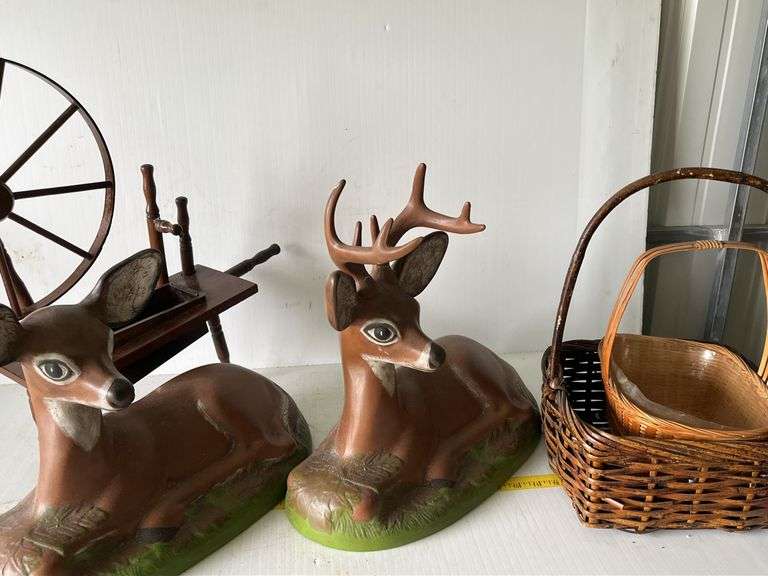 Ceramic Deer and Mini Spinning Wheel
