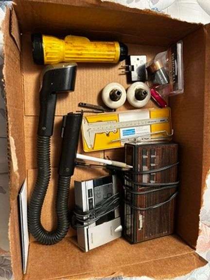 VINTAGE DOOR KNOBS, CLOCK RADIO, FLASHLIGHTS & more