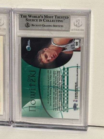1992-93 UD McDonalds Shaquille O’Neal (BGS 9) and 1998-99 Fleer Brilliants Dirk Nowitzki RC (BGS 8.5