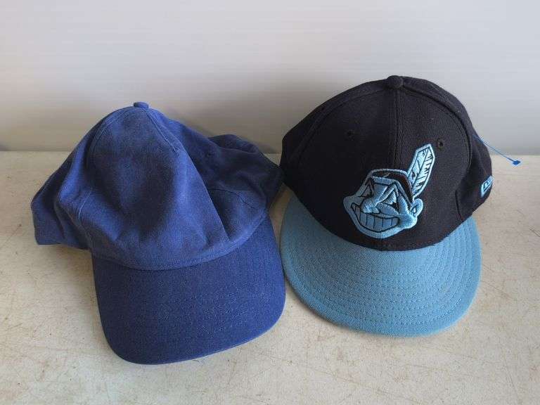 Vintage blue Indians hat and blue hat