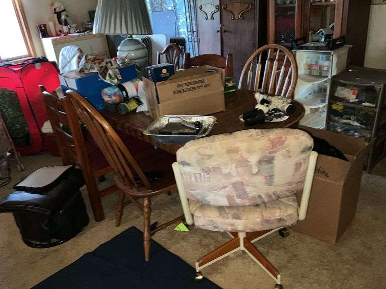 TABLE, CHAIRS, AND ALL CONTENTS ON TABLE