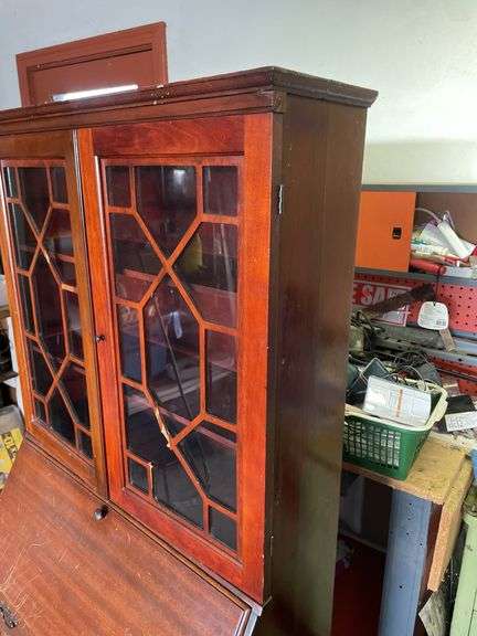 VINTAGE SECRETARY DESK WITH CHINA HUTCH