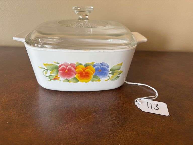 CorningWareSummer Blush Pansy Casserole Dish with Lid