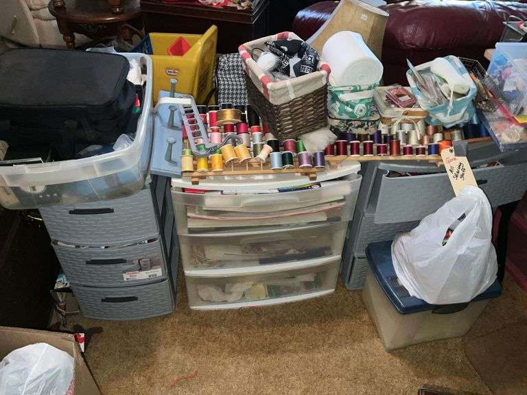 LARGE LOT OF SEWING SUPPLIES, ORGANIZERS FULL