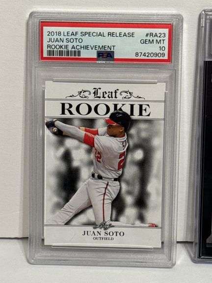 2018 Leaf Special Release Juan Soto Rookie Achievement RC (PSA 10) and 2018 Topps Now Shohei Ohtani