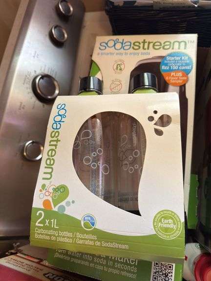 COUNTER ITEMS INCL. SODA-STREAM MACHINE AND BOTTLES, KITCHEN SUPPLIES, LAUNDRY DETERGENT AND MORE