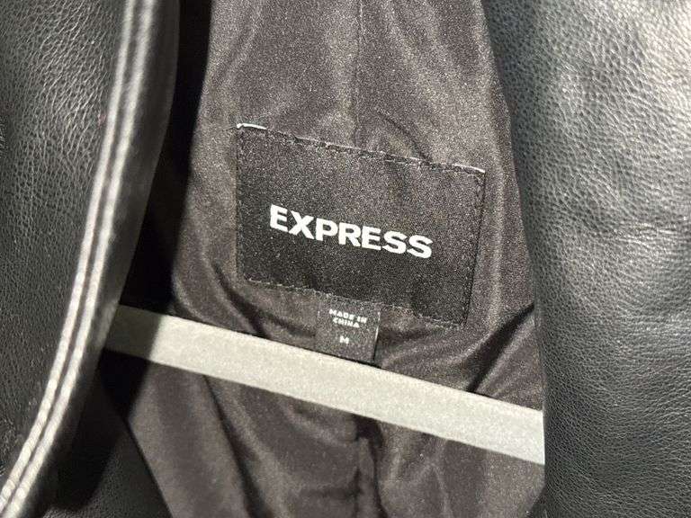 Express Black Leather Jacket (Size M) and NovaMen Red Snakeskin Print Leather Jacket (Size L)