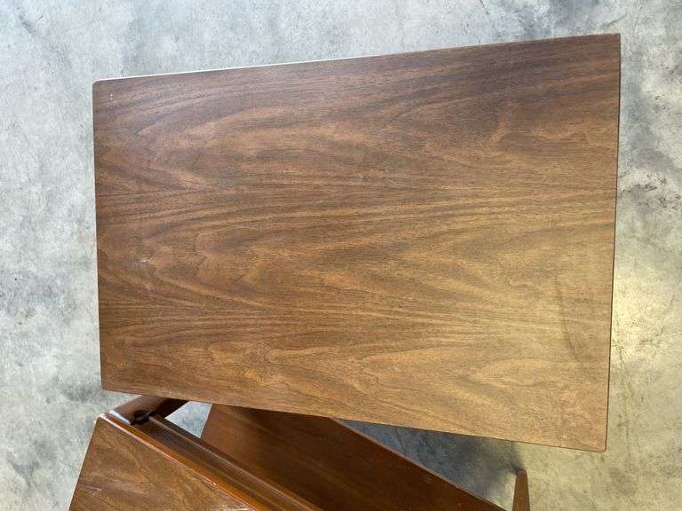(2) brown matching wooden end tables
