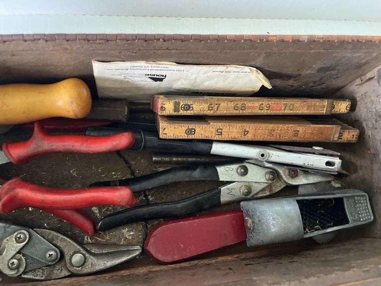 Toolbox with Snips, Rulers, Planers, Etc.