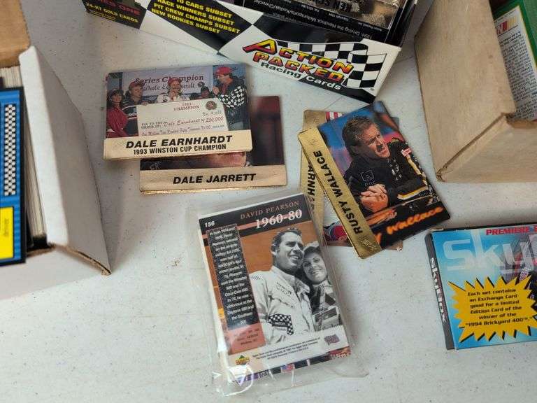 Assortment of racing cards and framed picture
