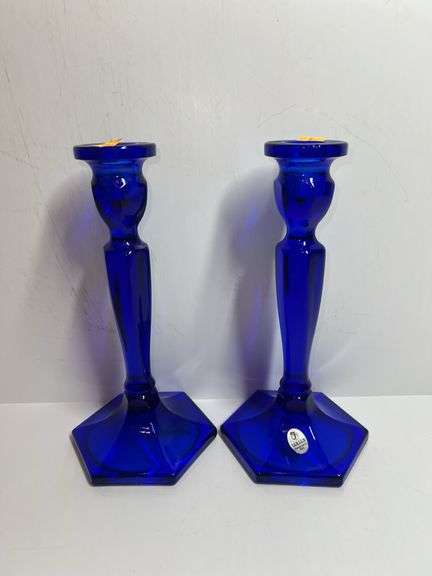Fenton Cobalt Blue Candle Holders