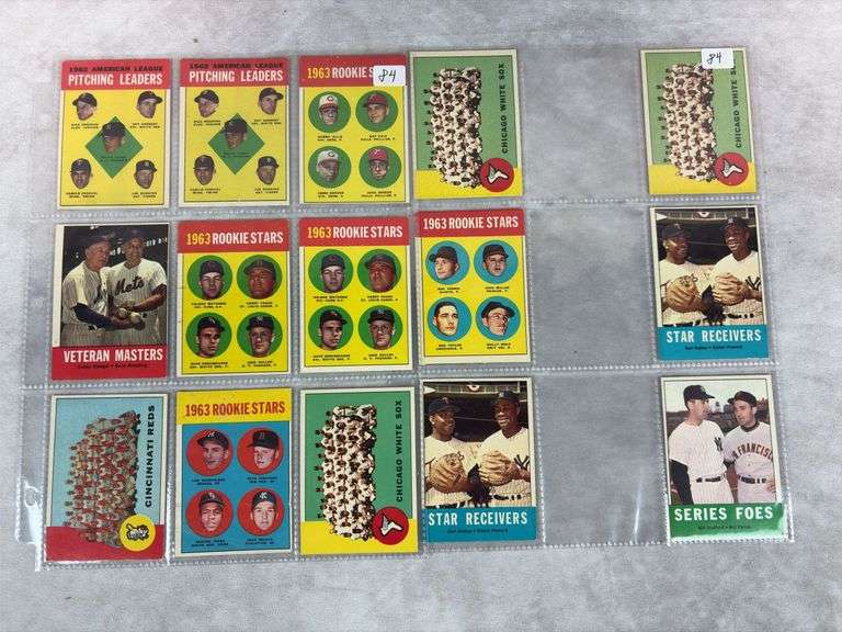 (15) 1963 Topps Baseball Cards - Team Cards, Rookies & More