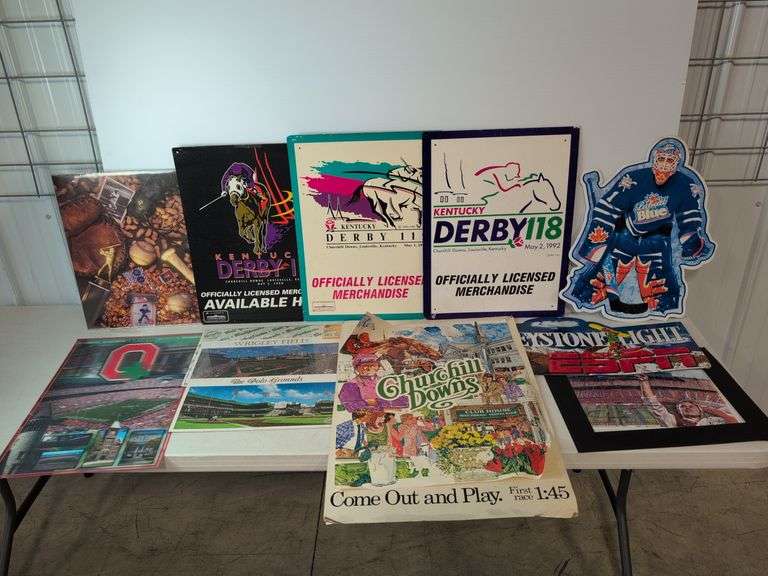 Sports signs/posters - Kentucky Derby, baseball, football, and more - some metal