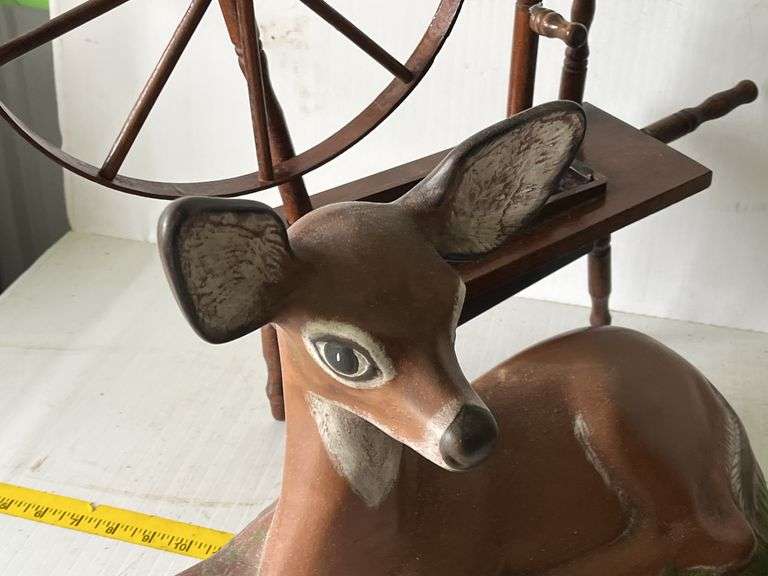 Ceramic Deer and Mini Spinning Wheel