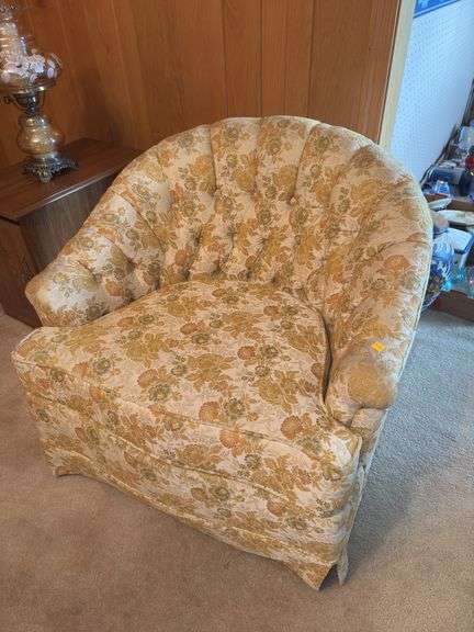 Mid 20th Century Floral Print Upholstered Arm Chair