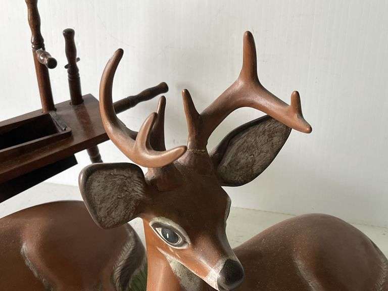Ceramic Deer and Mini Spinning Wheel