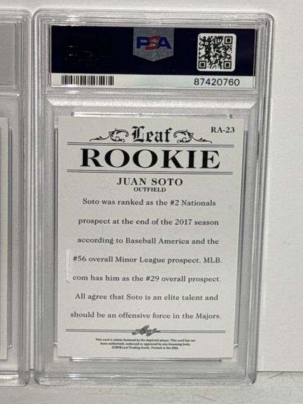 2024 Bowman Chrome Sapphire Wyatt Langford (NICE 9) and 2018 Leaf Special Release Juan Soto Rookie A