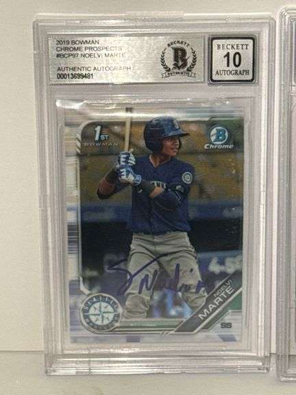 2019 Bowman Chrome Prospects Noelvi Marte Authentic Autograph (BGS Auto 10) and 2024 Topps Yoshinobu
