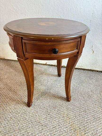 Round Wooden Stand w/Drawer