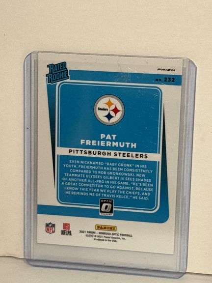 2021 Donruss Optic Rated Rookie Pat Freiermuth Blue Hyper Short Print Parallel RC, 2024 Panini Prizm