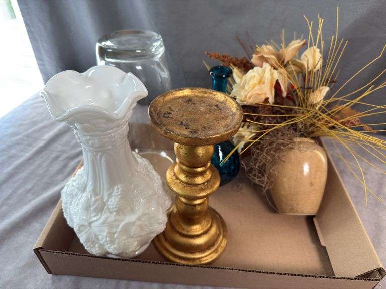 VINTAGE VASES, CANDLE HOLDER & more