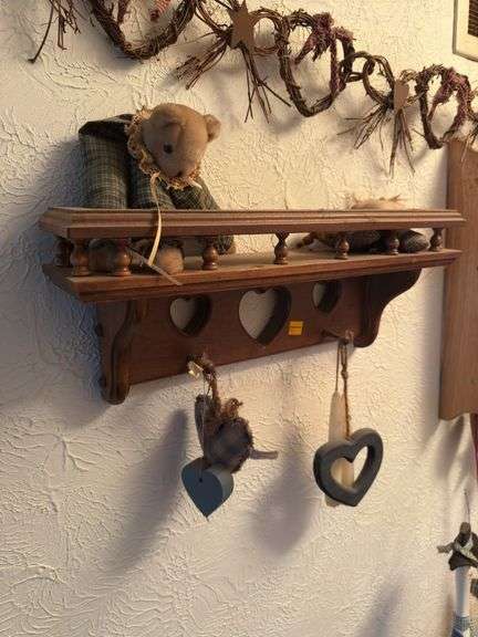 WOODEN DISPLAY SHELF, WALL SHELVES, DECOR, CD'S, AND MORE