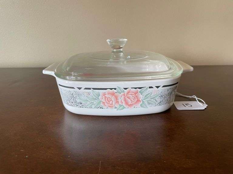 Corning Ware Silk and Roses Casserole Dish with Lid
